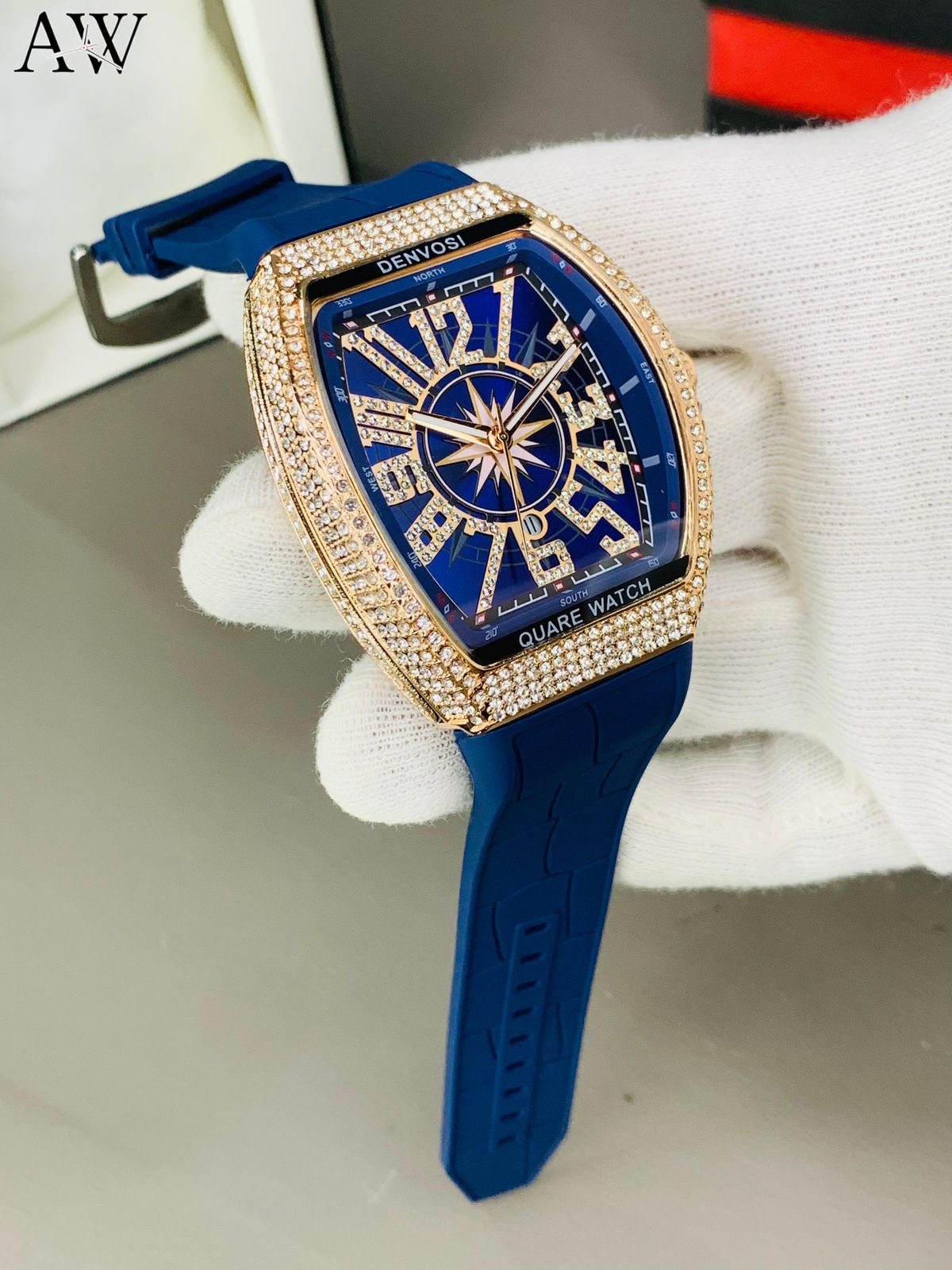 Frank Mullar Quartz 43mm Dial Royal Blue With Stones Colour