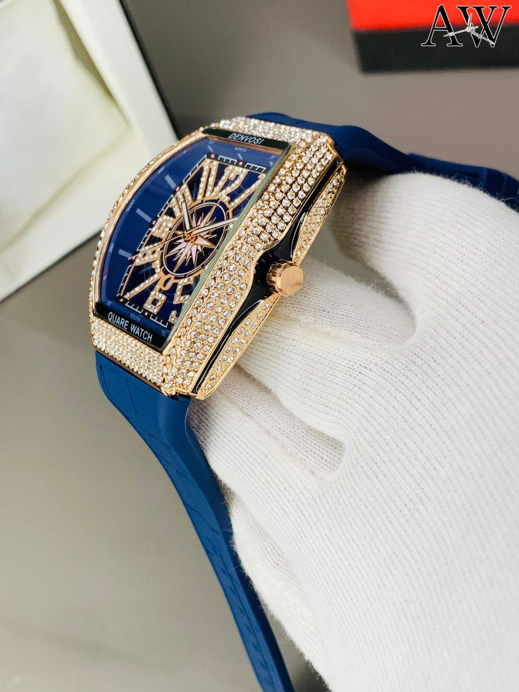 Frank Mullar Quartz 43mm Dial Royal Blue With Stones Colour