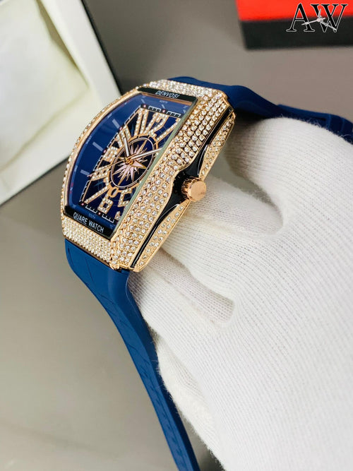 Frank Mullar Quartz 43mm Dial Royal Blue With Stones Colour